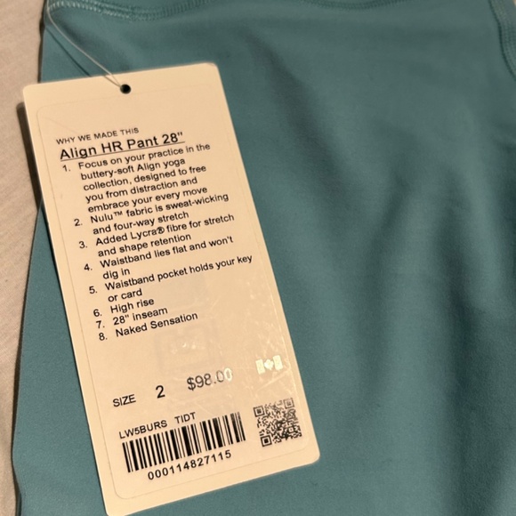 Lululemon Align Leggings size 2 Tidalwater Teal - Picture 3 of 3
